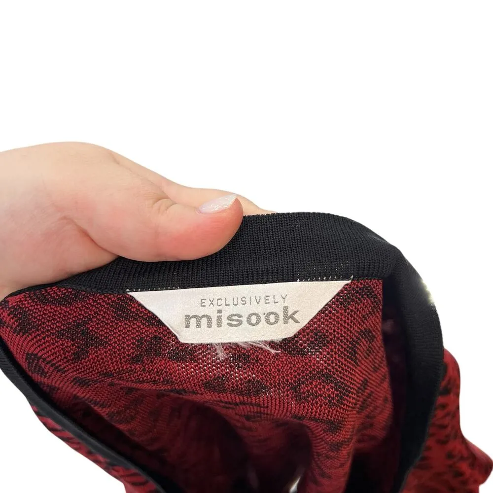 Exclusively Misook Red Black Leopard Print‎ Cardigan Sweater Top Size Medium - Image 10