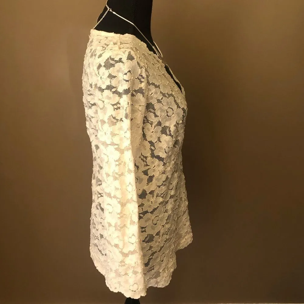 Banana Republic Lacy Blouse w/ 3/4 Bell Sleeves - Image 2