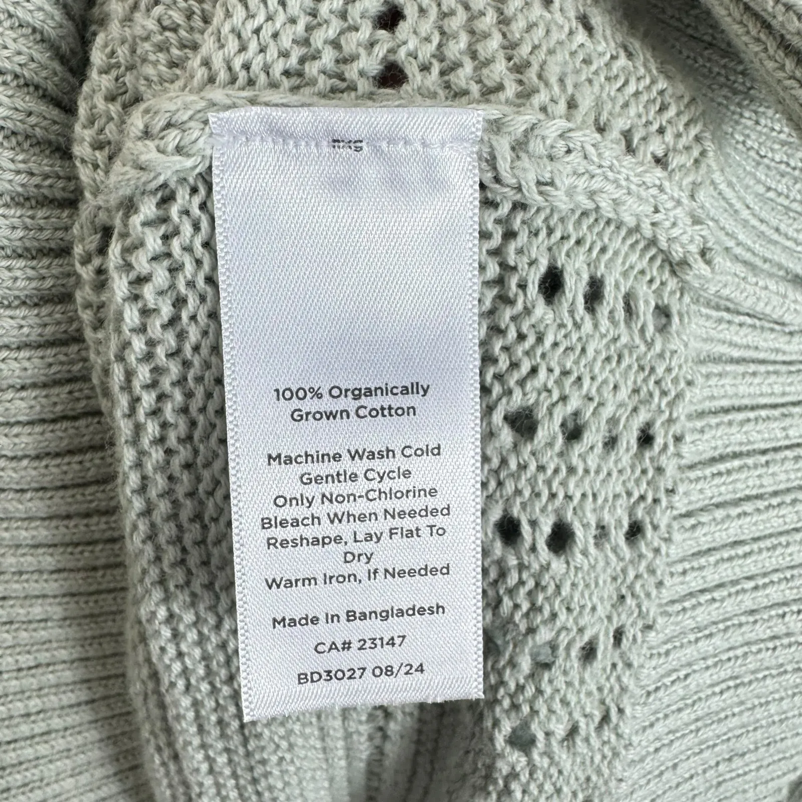 Haven Well Within Organic Cotton Light Green Open Stitch Johnny Collar Sweater M Size M - Image 5