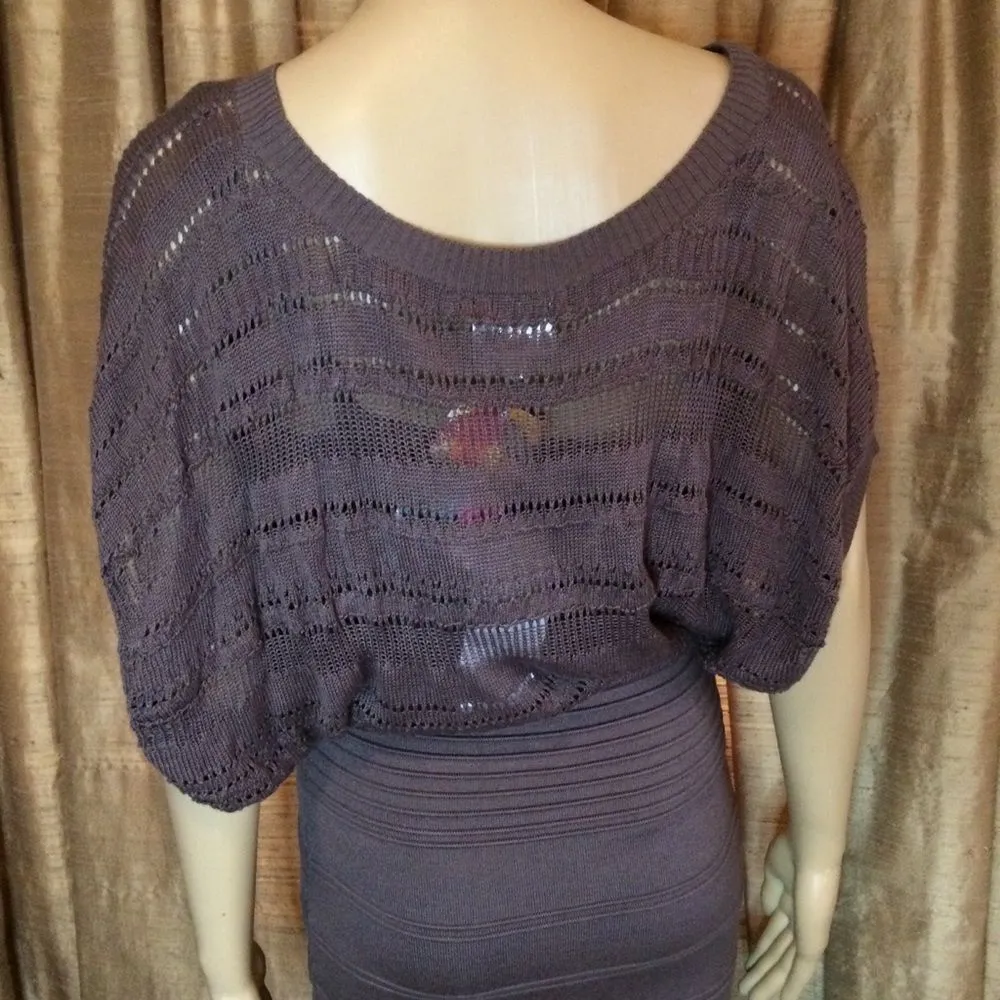 NWT Luluira Miss Behavin Knit Mocha/Brown Draped Capped Sleeve Midi Dress - Image 5