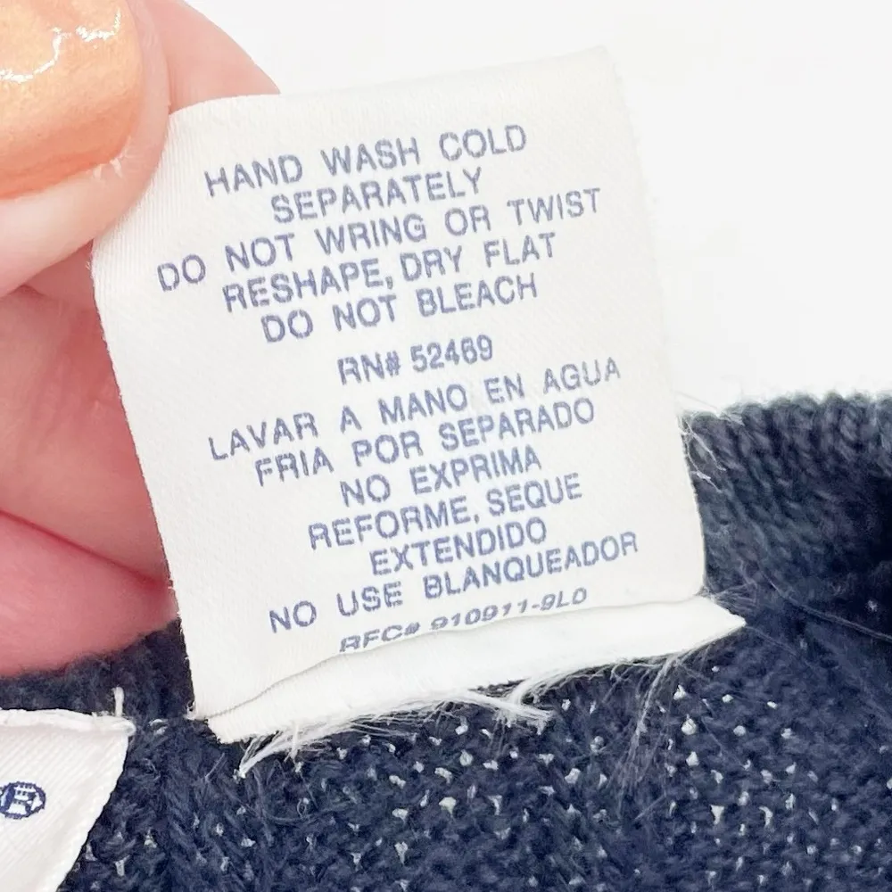 Vintage 90s White Stag Knit Sweater Vest Navy Blue Floral Eclectic Size Medium - Image 5