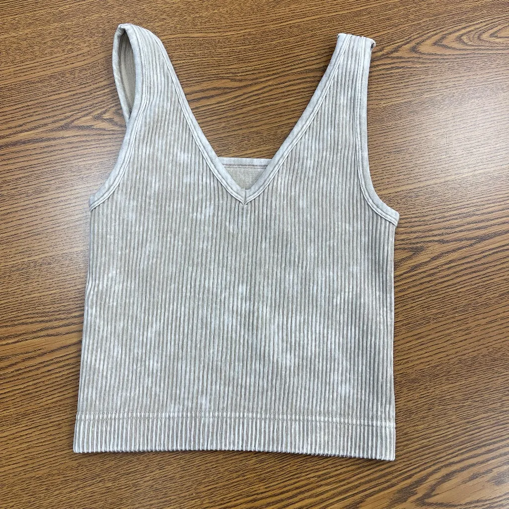 Zenana 2 Piece Reversible 2-Way Neckline Washed Ribbed Cropped Tank Top - Image 4