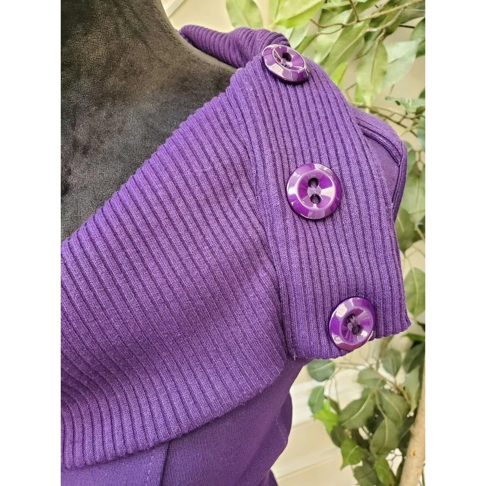 Spense Women's Purple Solid Polyester Cowl Neck Sleeveless Knee Length Dress 14 - Image 5