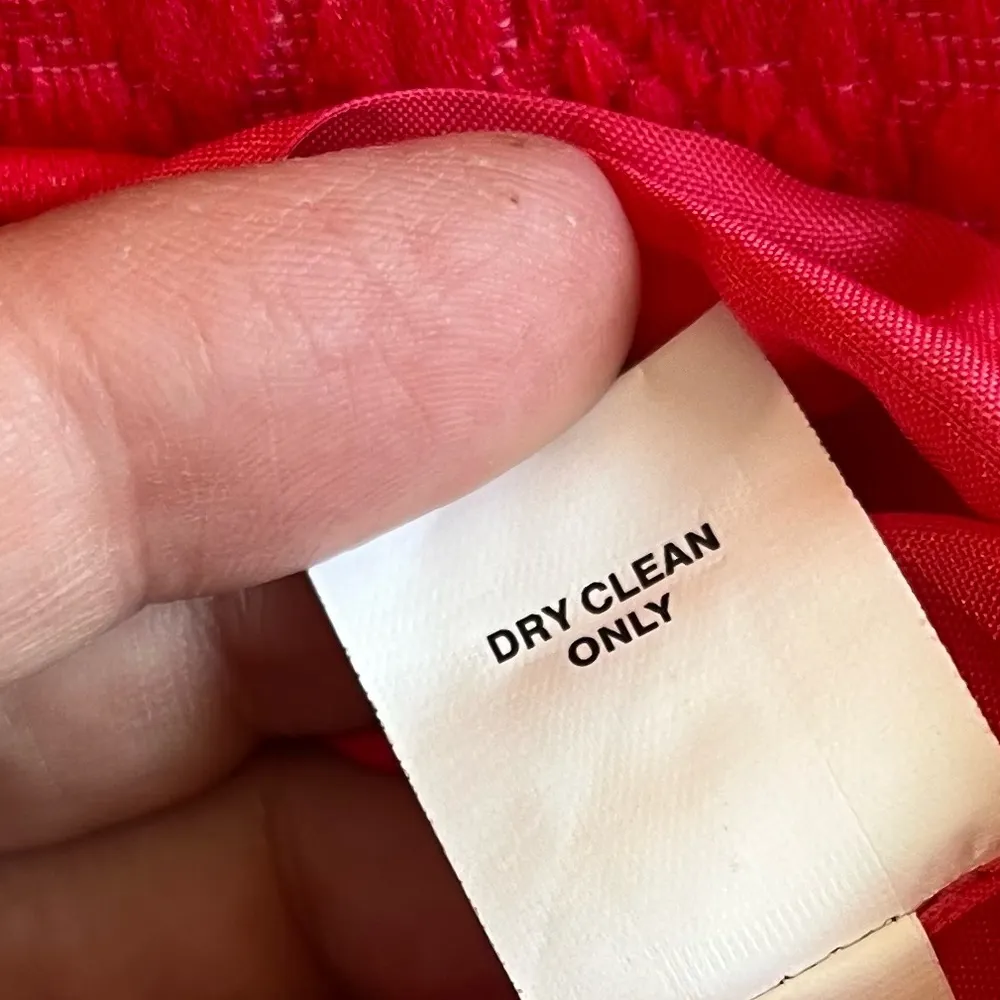 Kay Unger Dress Poppy Red Jacquard Cap Sleeve w/ Gold Chain Belt Accent Sz 4 EUC - Image 10