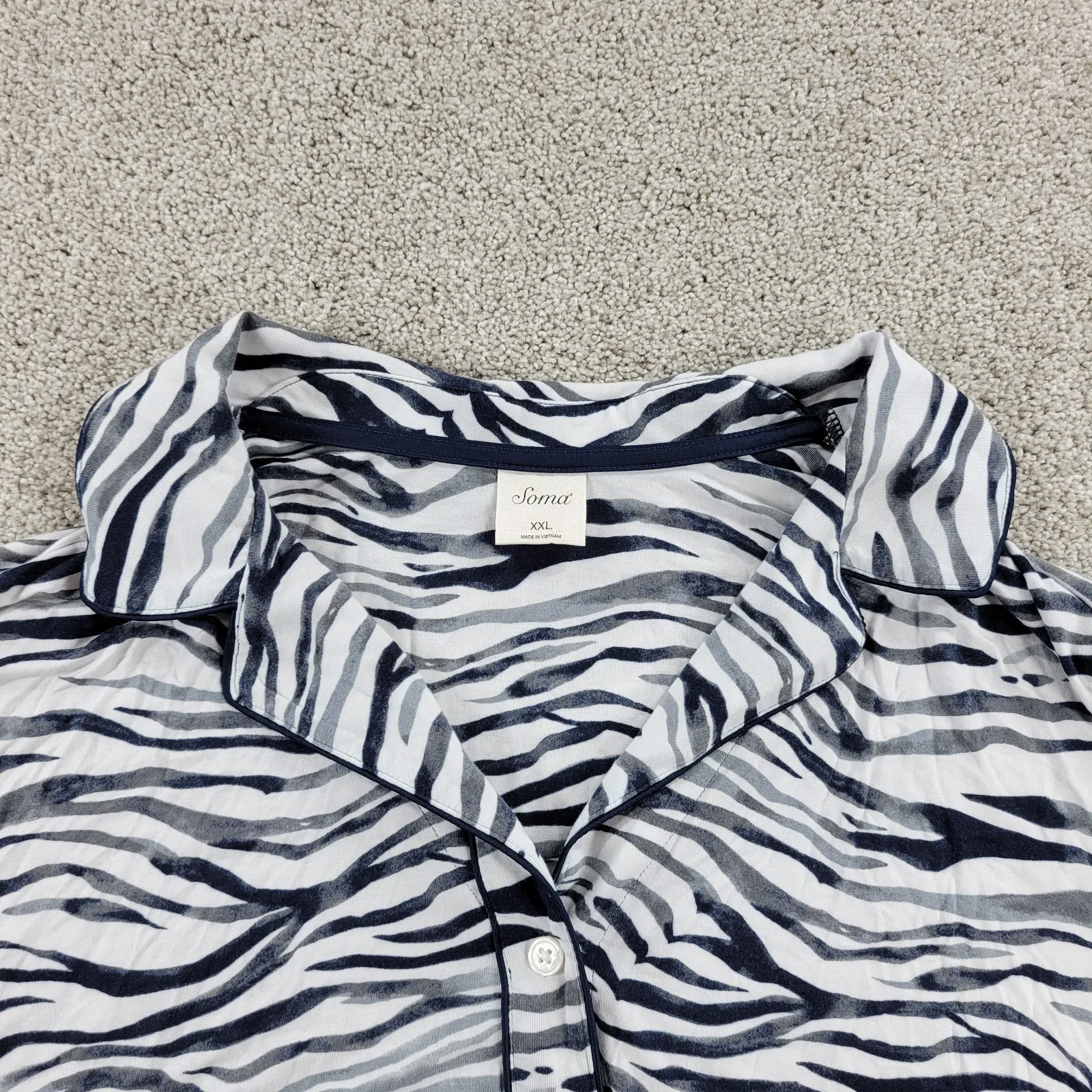 Soma Womens Pajamas XXL White Balck Gray Zebra Print Top Bottom‎ Drawstring Set Size undefined - Image 11