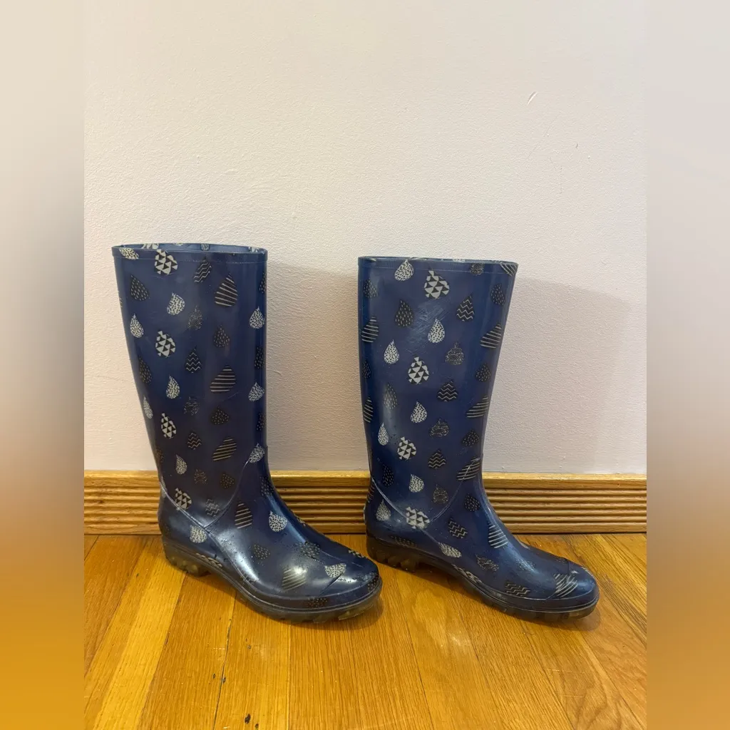 TOMS RAINDROP PRINT RAIN BOOTS WELLIES SIZE 8 - Image 4