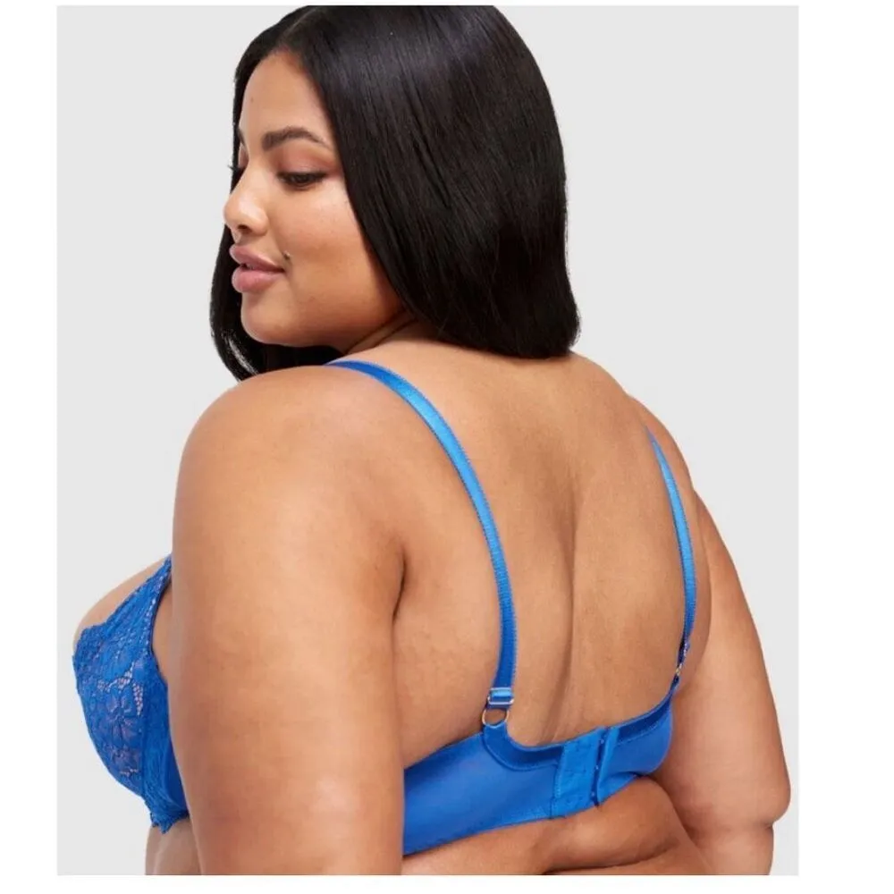 NWT Frederick's of Hollywood Women 32D Bra Blue Demi Lace Sandie Underwire Sexy - Image 3