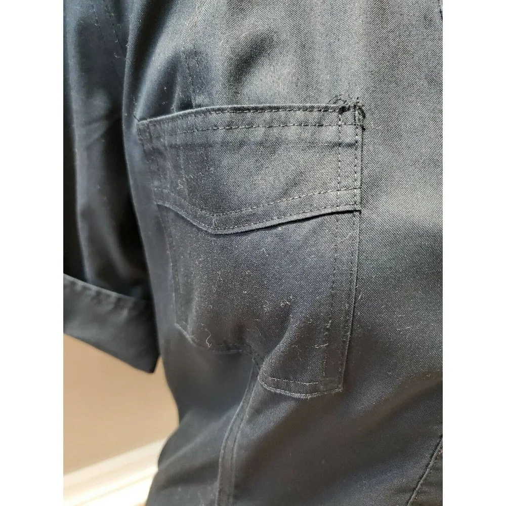 Chico's Women's Solid Blue 100% Cotton Collared Button Down Short Sleeve Shirt 1 - Image 3