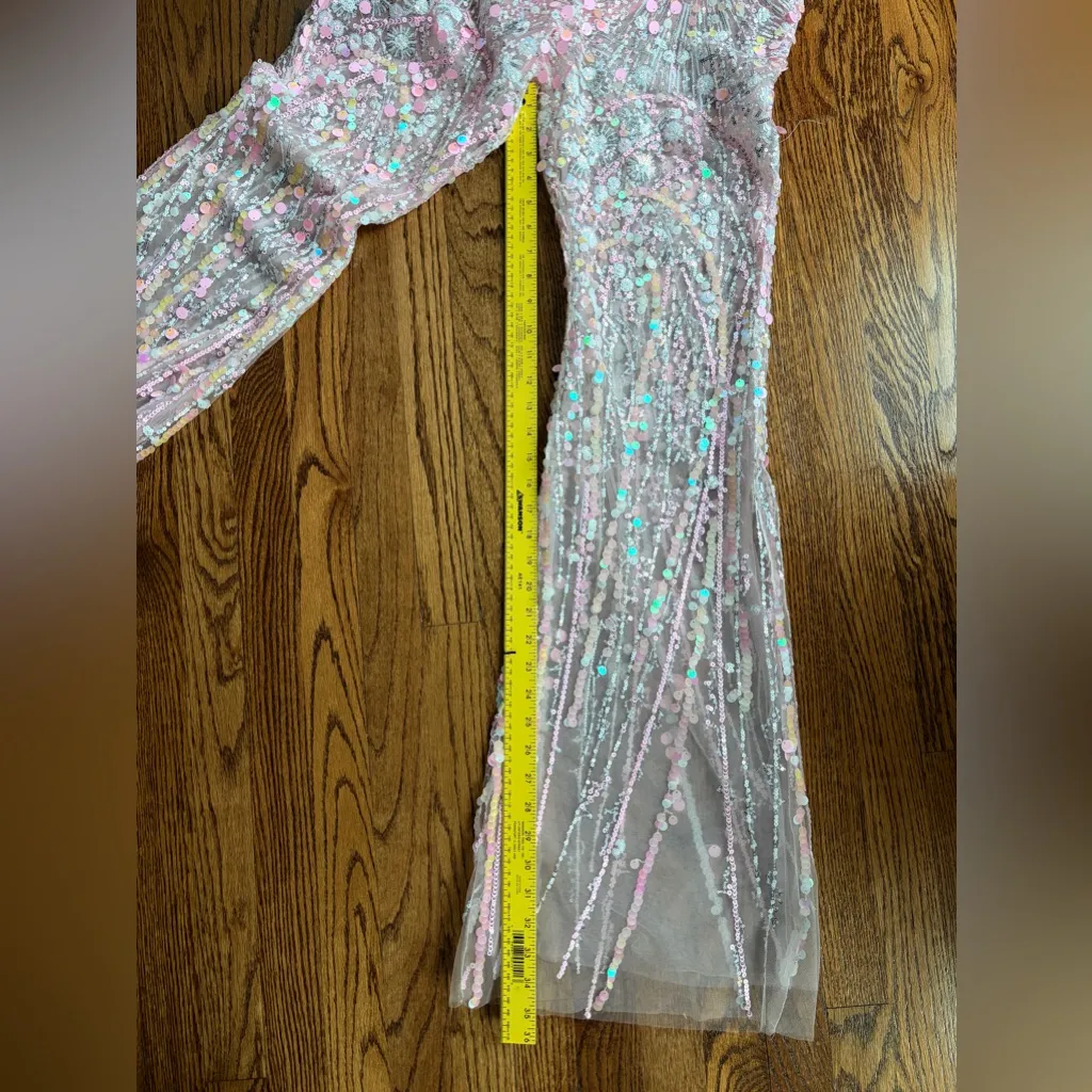 Eliya The Label Alyce Pink Sequin Flare Pants US 4 High Waist SOLD OUT - Image 12