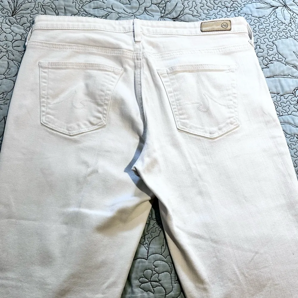 AG ADRIANO GOLDSCHMIED Stevie Slim Straight Raw Hem White Crop Ankle Jeans Sz 28 - Image 7