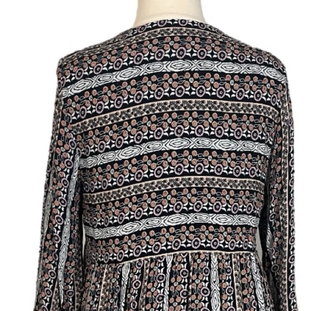 Maeve Anthropologie Babydoll Dress V-neck Bell Sleeve Black Multi Women Size XL - Image 10