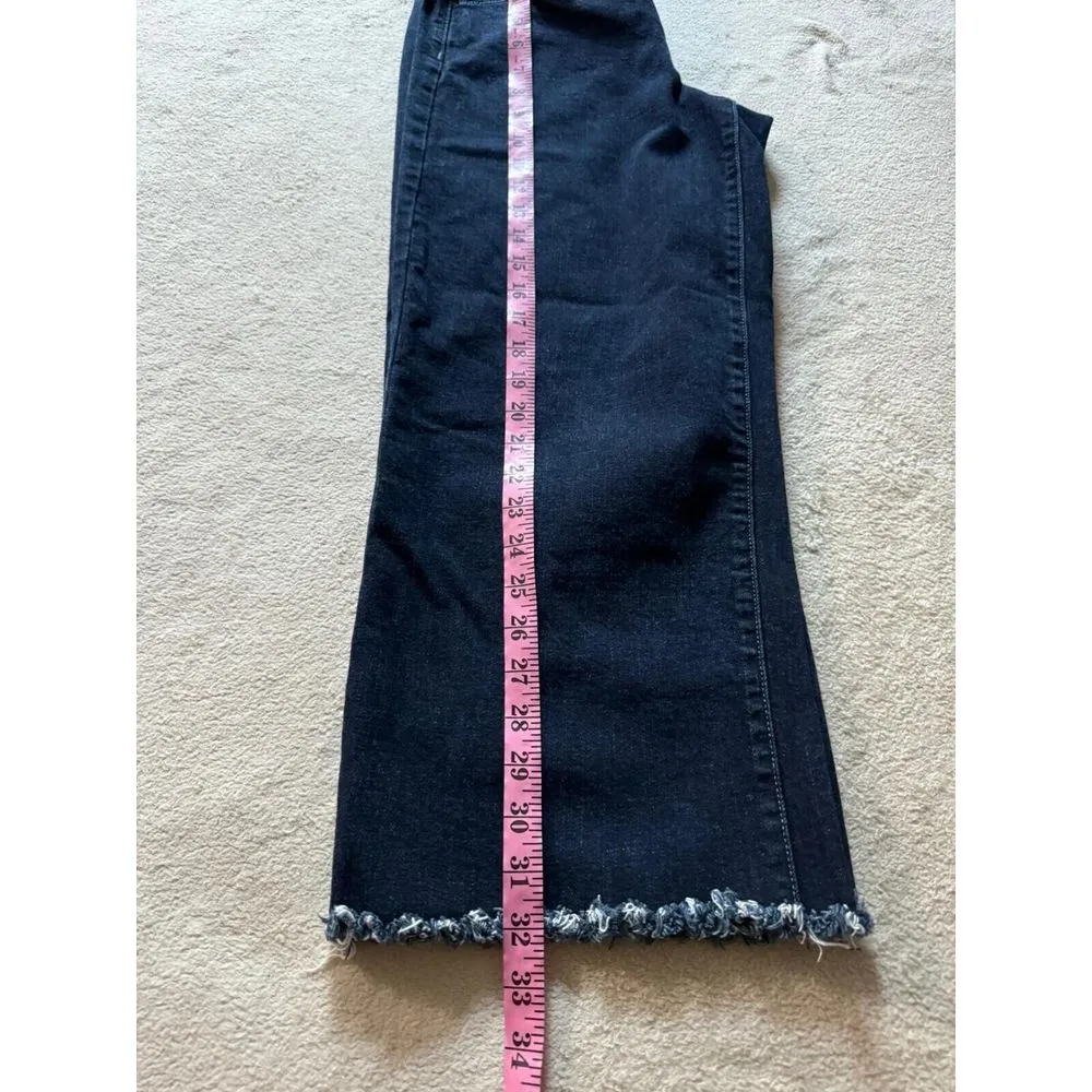 ARTELIER Nicole Miller Sullivan Dark Wash Wide Leg Crop Raw Hem Denim Jeans 26‎ - Image 11