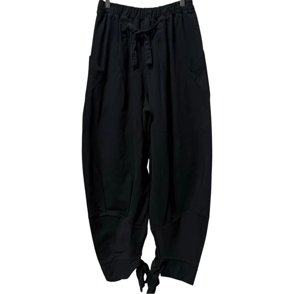 Free People Stunner Pants Slouchy Cotton Pull On Black Wide Leg Pants Sz Small - Image 5