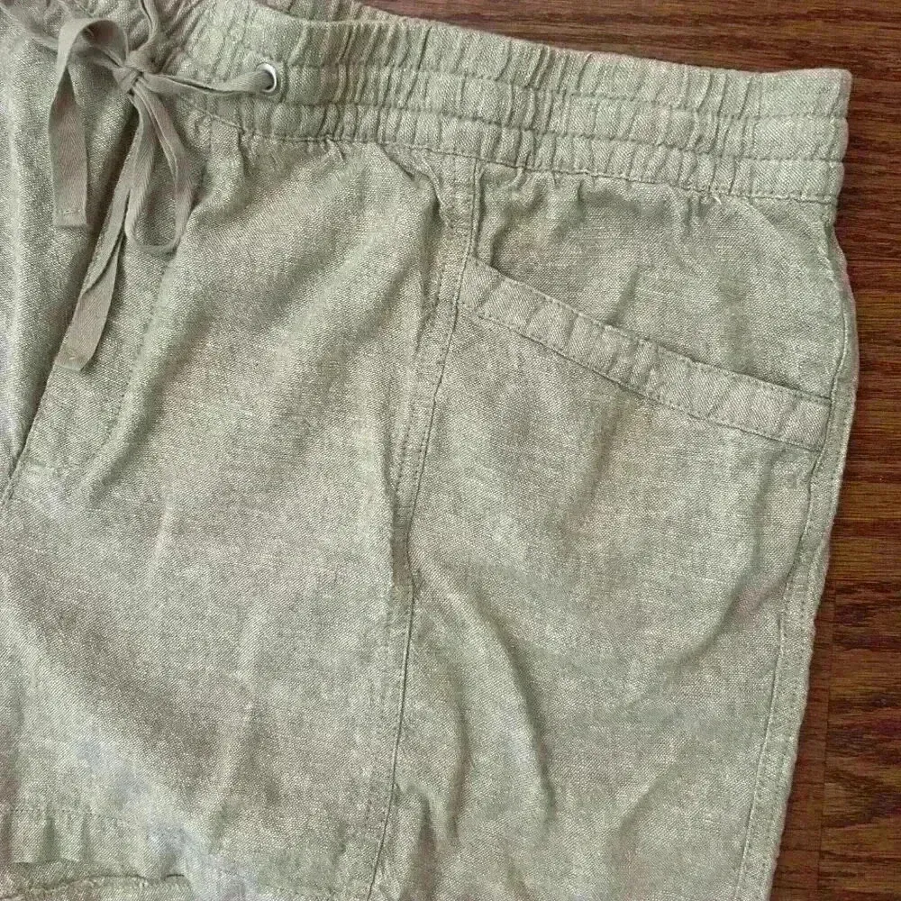 GAP Linen Elastic Waist Tie Front Shorts with Pockets Size XXL 2XL Chino Linen - Image 9