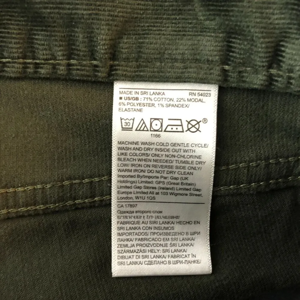 Banana Republic Womens Skinny Corduroy Pants Olive Green Stretch 28 - Image 4