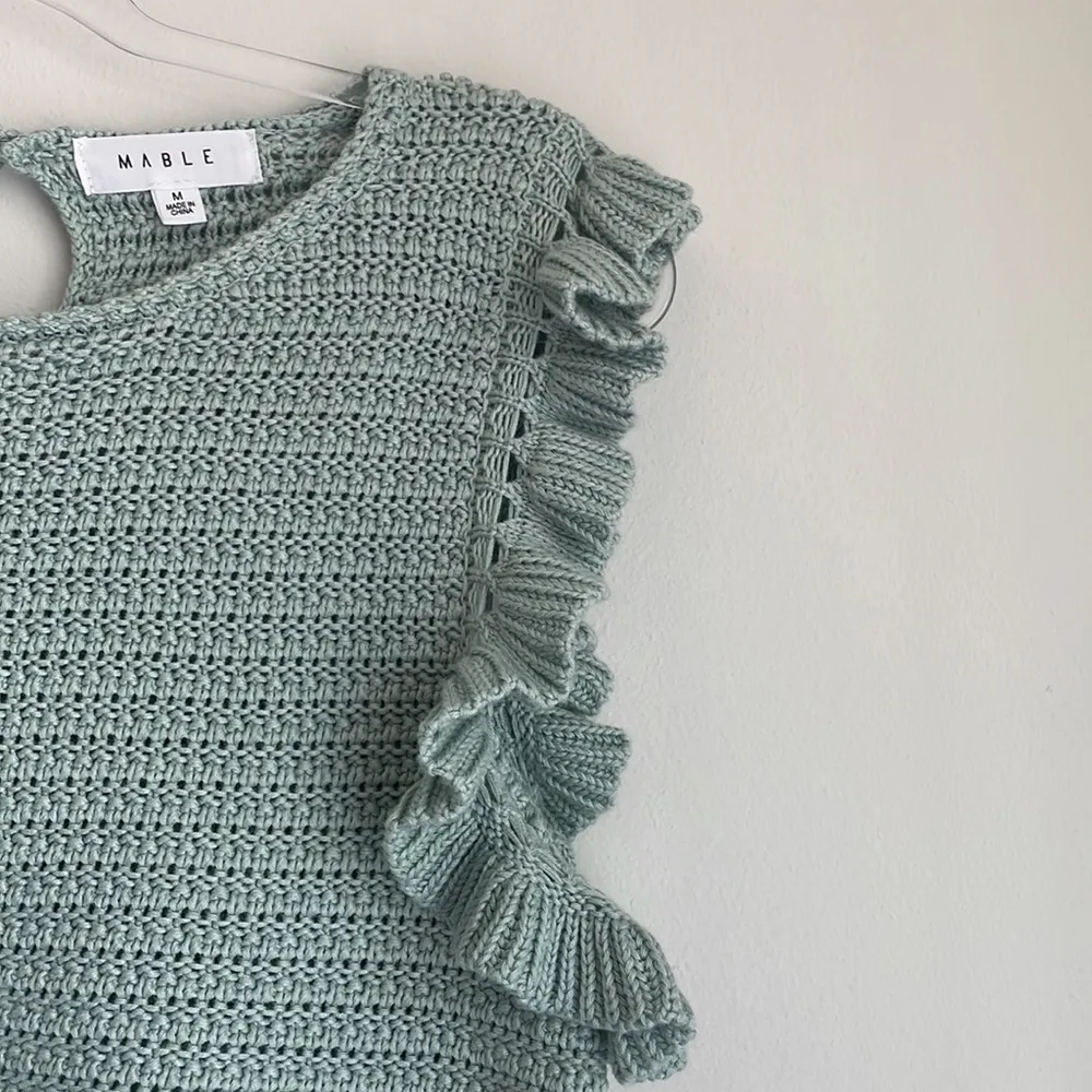 Mable Knit Ruffle Top Green Size M - Image 2