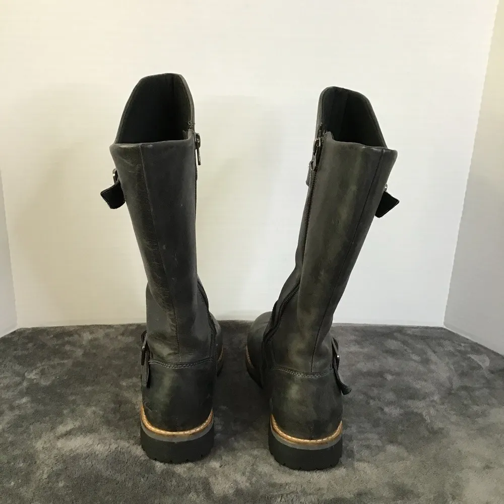 Patagonia‎ Tin Shed Rider Leather Moto Engineer Boots Gray Vibram Women's 6.5 - Image 10