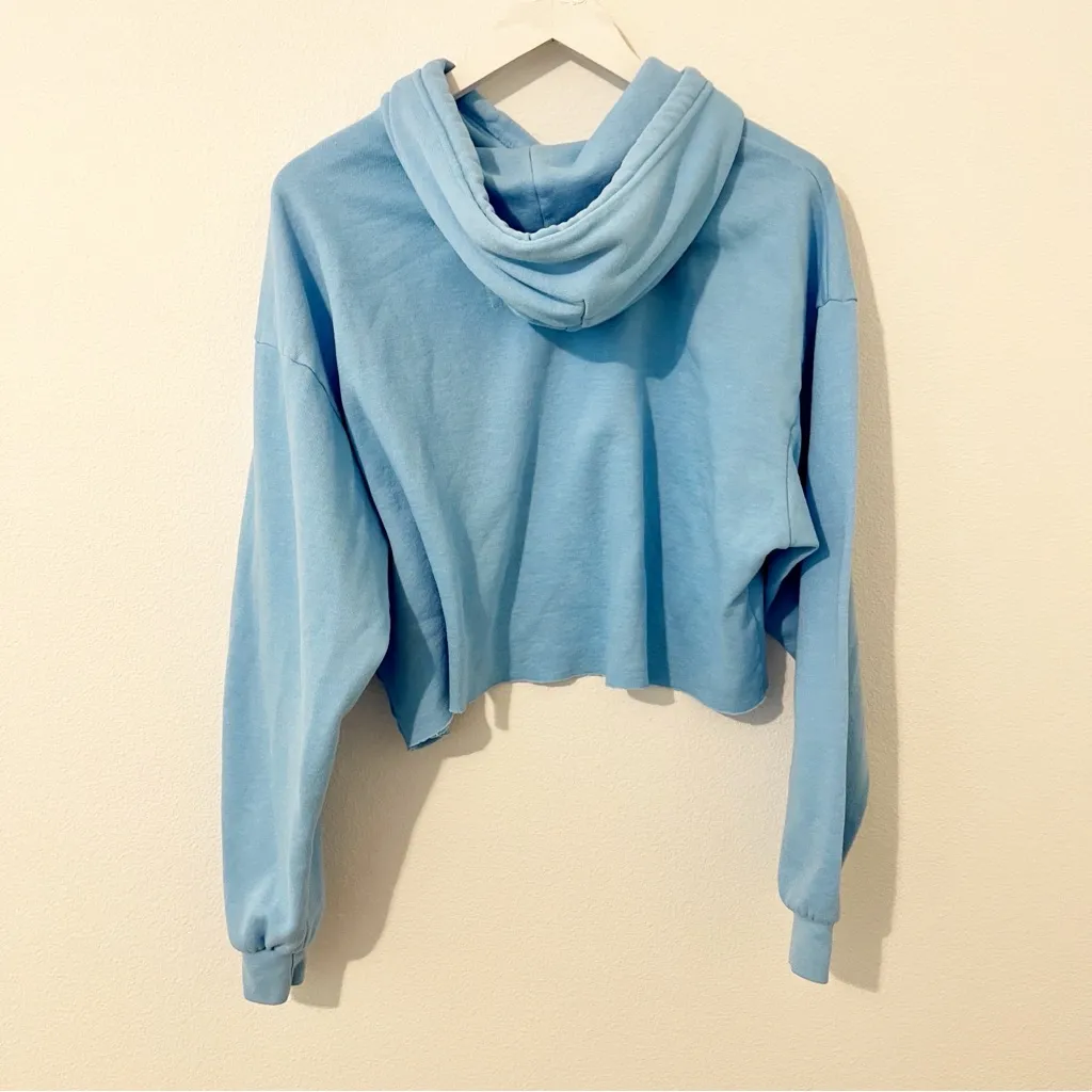 AVIATOR NATION SMILEY 2 RELAXED CROPPED PULLOVER HOODIE Blue Small - Image 5