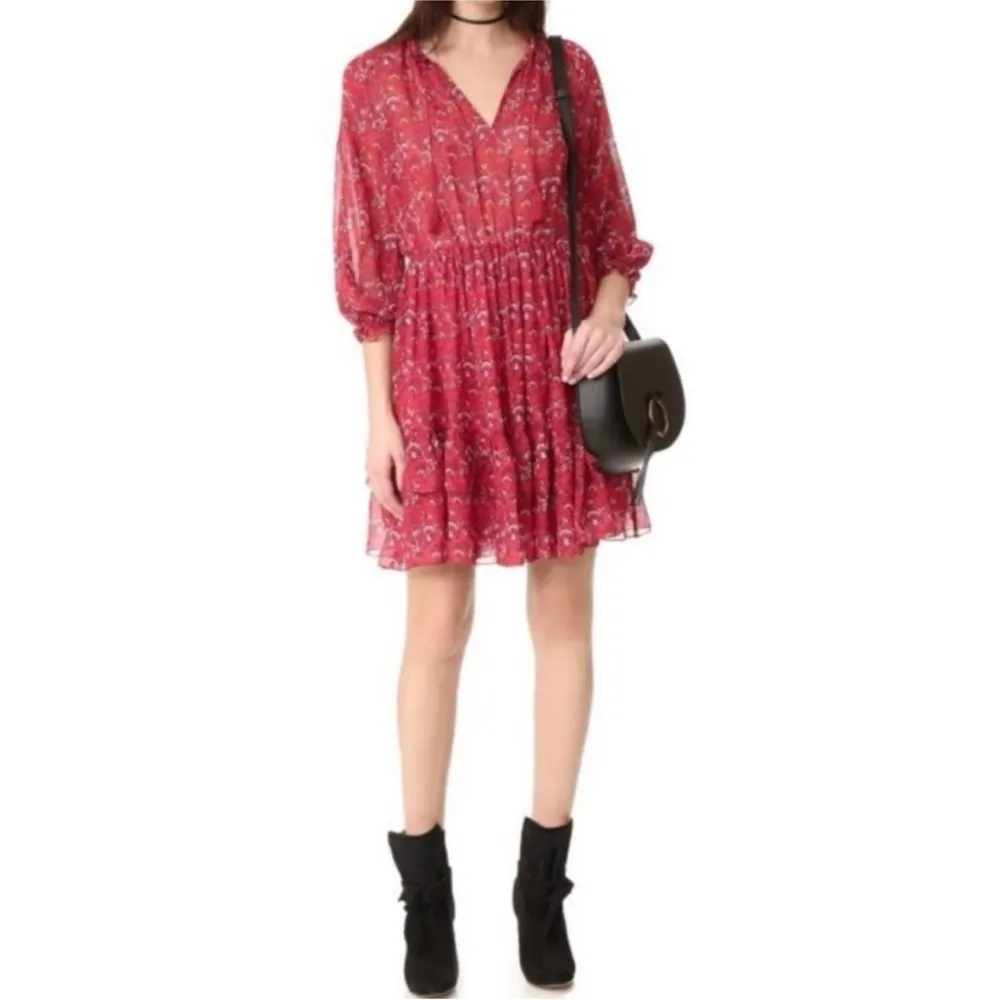 Ulla Johnson Ruby Red Ollie Dress Size 4 Valentines Day Silk Floral Mini Dress - Image 2