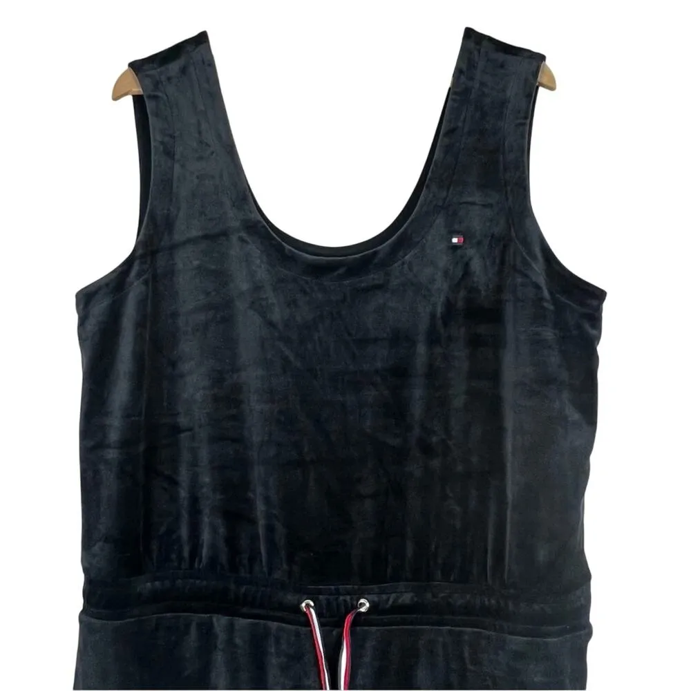 Tommy Hilfiger Soft Velvet Jumpsuit Womens XL Black Sleeveless Clean Girl Cozy - Image 3
