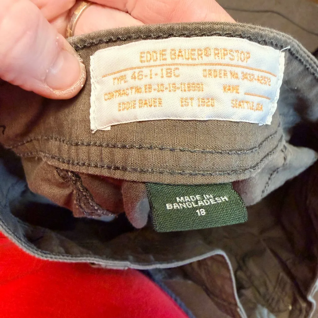 Eddie Bauer Ripstop Cargo Pants Khaki Tan Size 18 Cotton Outdoor Hiking Utility - Image 10
