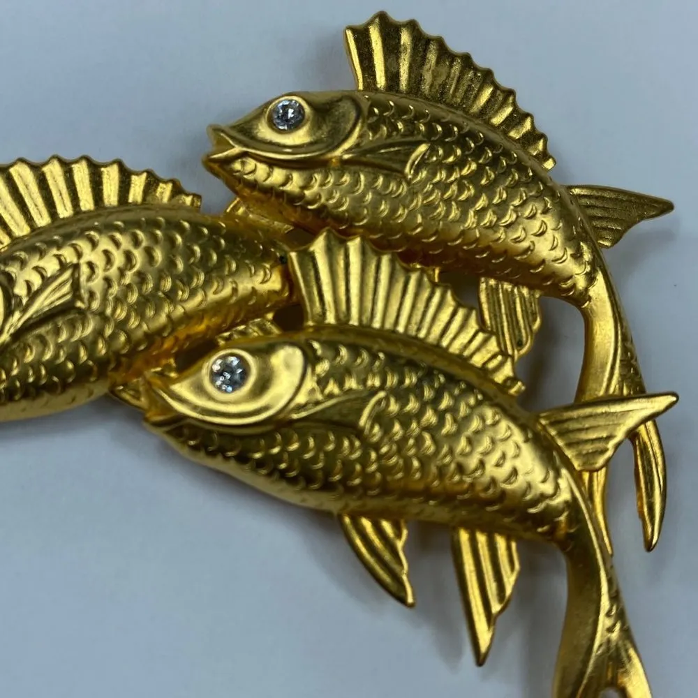 Premier Designs Womens Three Fish Brooch Fins Rhinestone Eyes Textured Details - Image 7