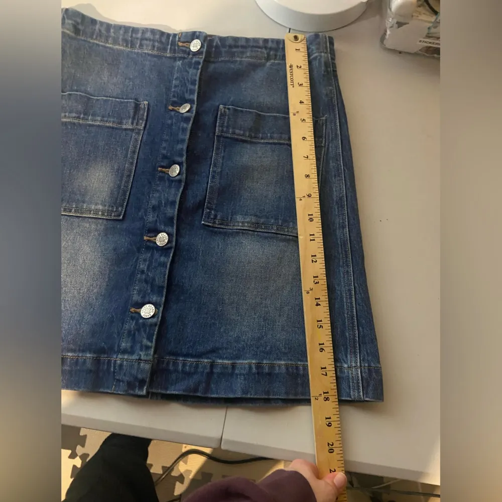 Lucky Brand Size 8/29 Denim A Line Mini Skirt Button Front 90s Western Blue - Image 3