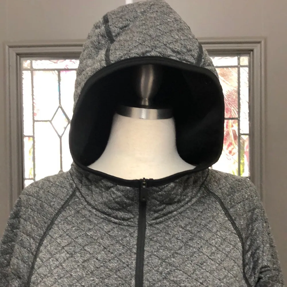 Smartwool Womens M Diamond Peak Quilted Pullover Gray Hoodie Wool Blend 1/4 Zip - Image 3