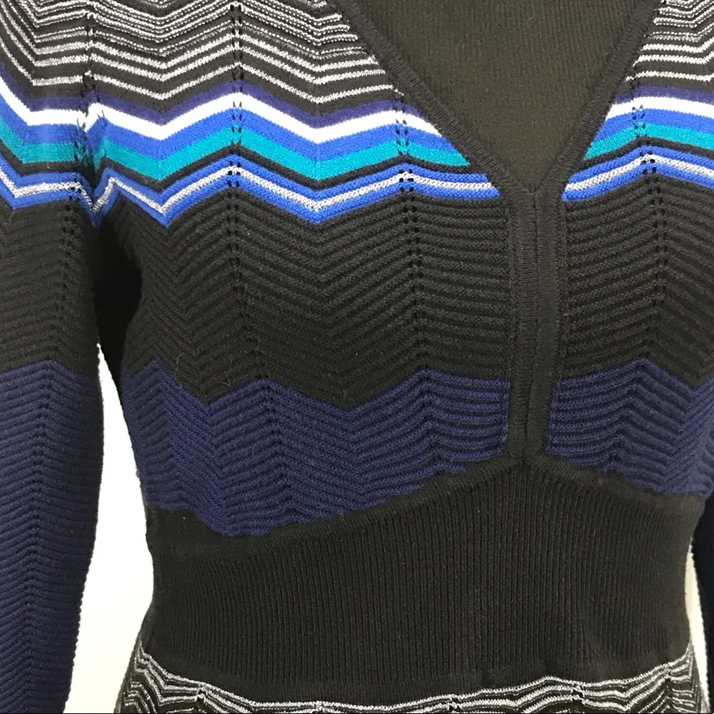 a.n.a Chevron Pattern Knit Sweater Dress Black Size Medium - Image 3