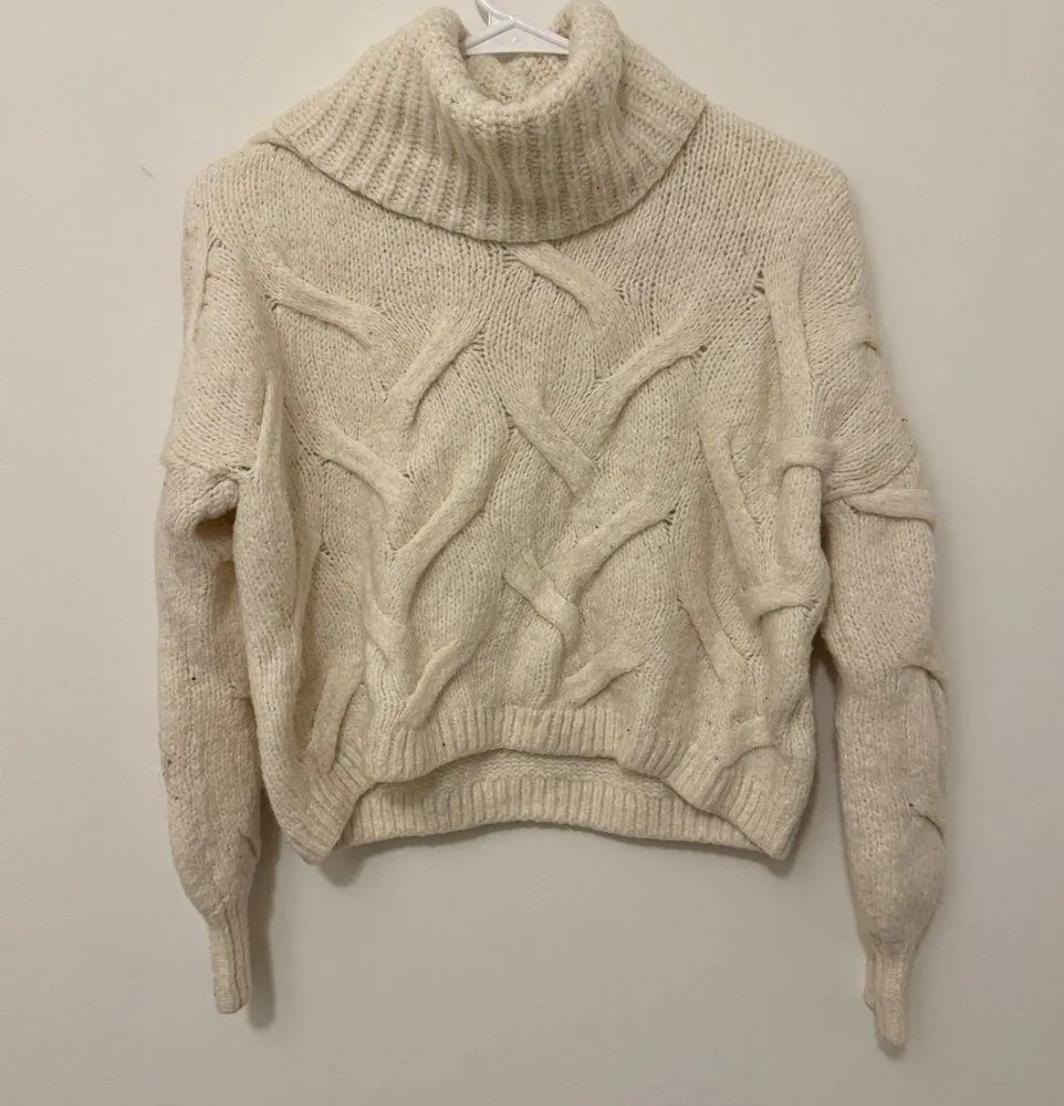Madewell Somervell Modern Cable knit Turtleneck Sweater Size XS wool Oversized - Image 2