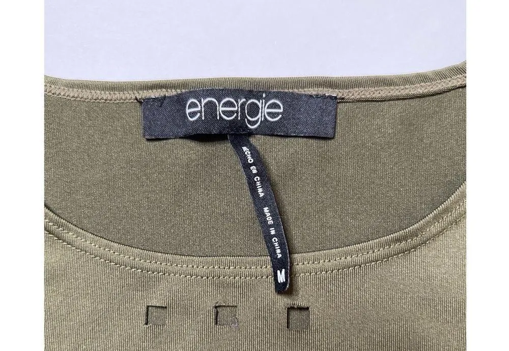 Energie Lark  Olive Green Laser-cutout  Tank Top Sz M - Image 9