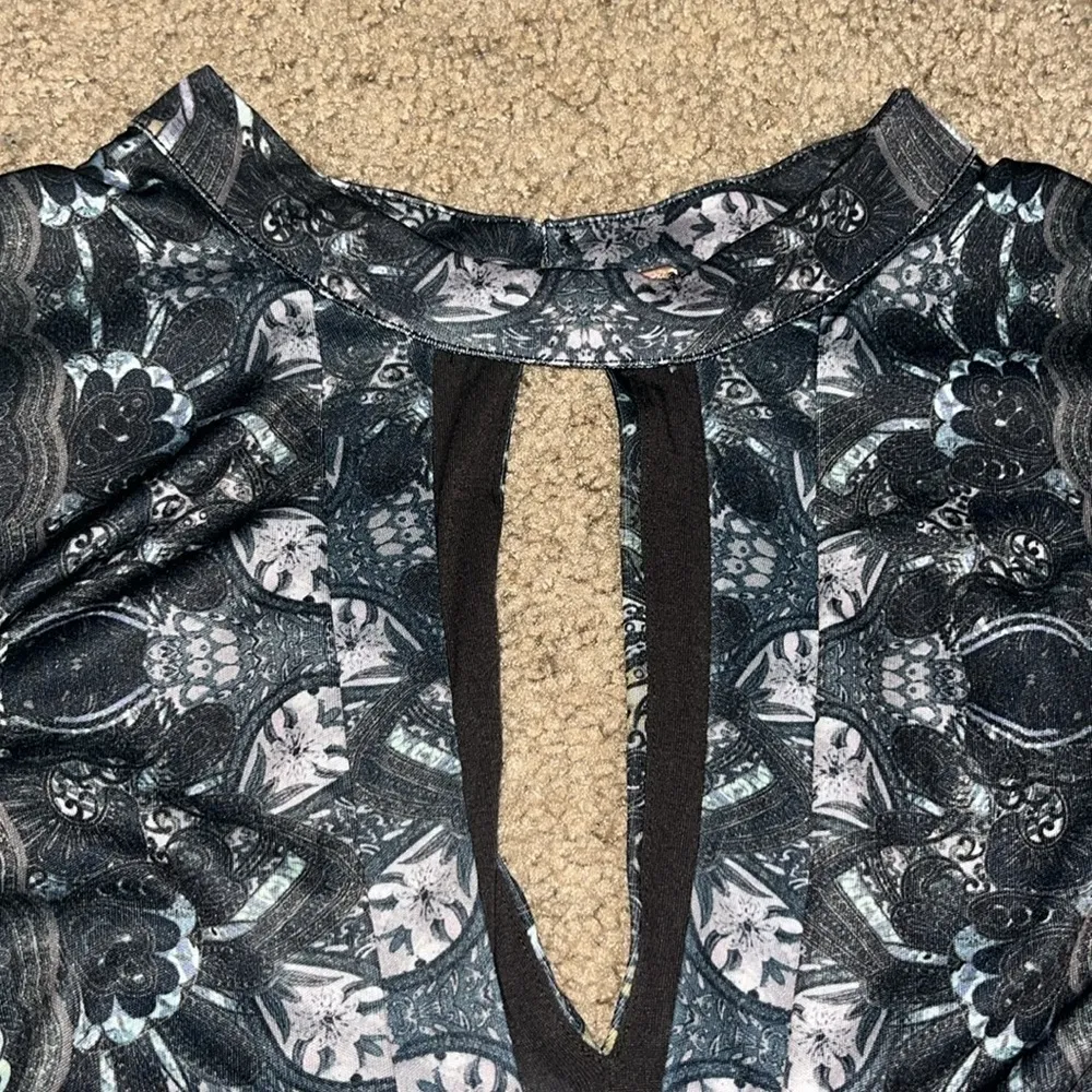 Free People‎ Cabaret Kaleidoscope Cut Out Long Sleeve Slit Maxi Dress Black M - Image 6