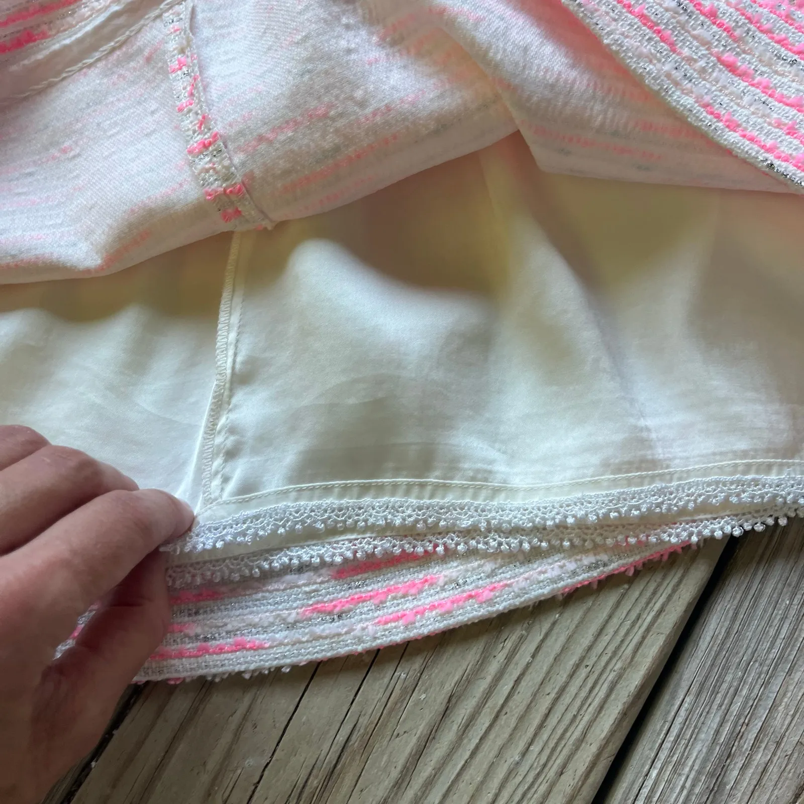 Anthropologie Moulinette Soeurs Pink & White Tweed Mini Dress Size 4 - Image 8