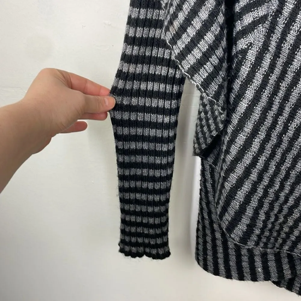 Lineamaglia Sweater Cardigan Waterfall open front Black & Gray Stripes Medium Black - Image 7