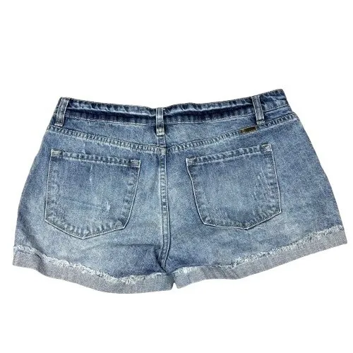 Kancan Beren Distressed Denim Jean Shorts Cuffed Festival Bohemian Size Large - Image 2