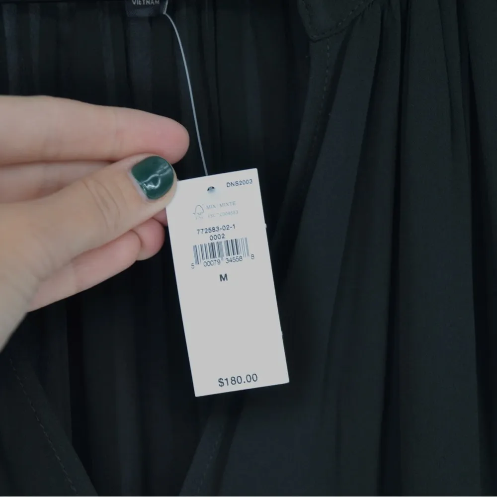 NEW Banana Republic Flounce Hem Midi Dress V-Neck Sleeveless in Black Women's M - Image 12