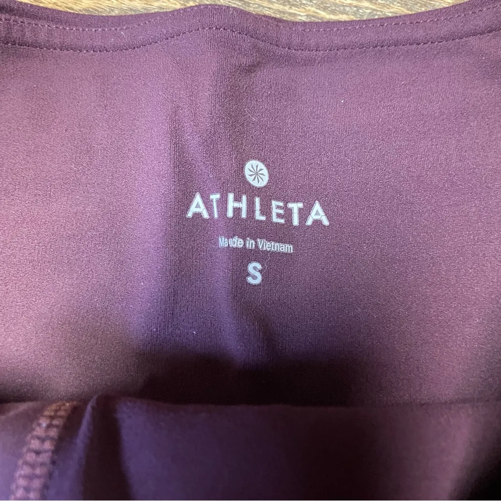 Athleta Peekaboo 7/8 Tight Leggings Womens Small Wine High Rise Mesh Yoga - Image 5