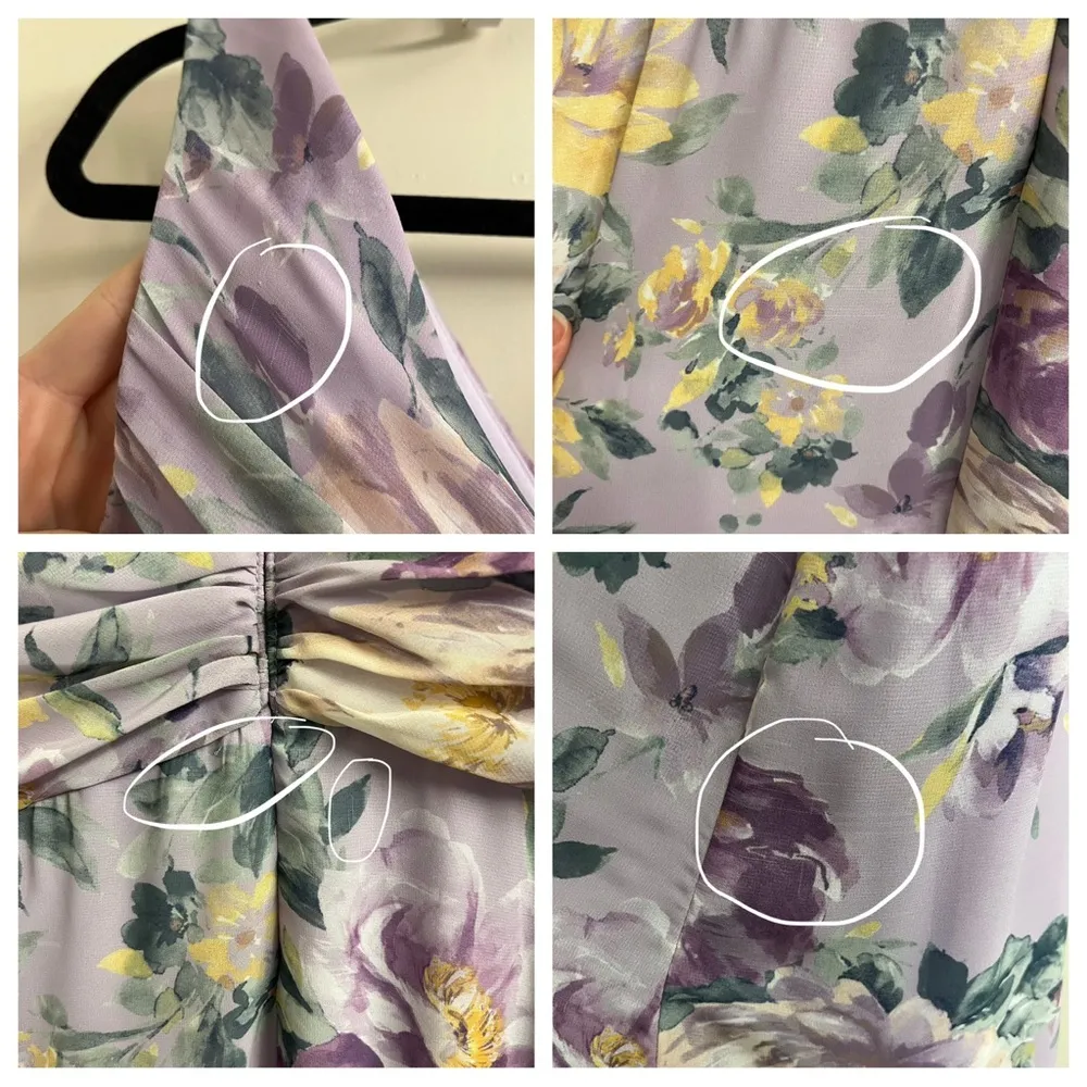 Xscape Lilac Purple Floral Twist Front Ruched Ruffle Maxi Dress Size 10 - Image 12