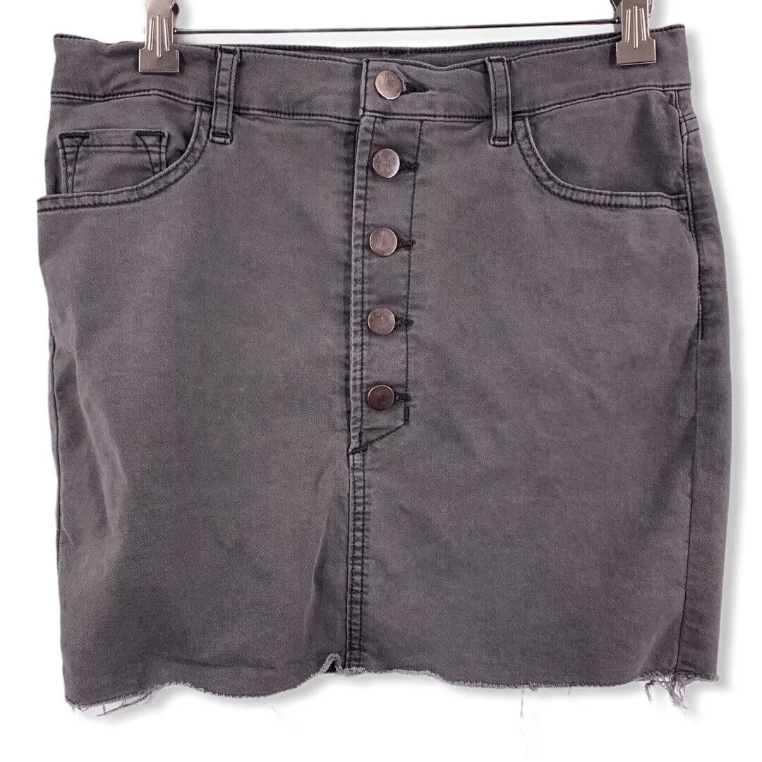 J BRAND Rosalie Skirt Gray Button Front High Rise Frayed Hem Size 27 - Image 2
