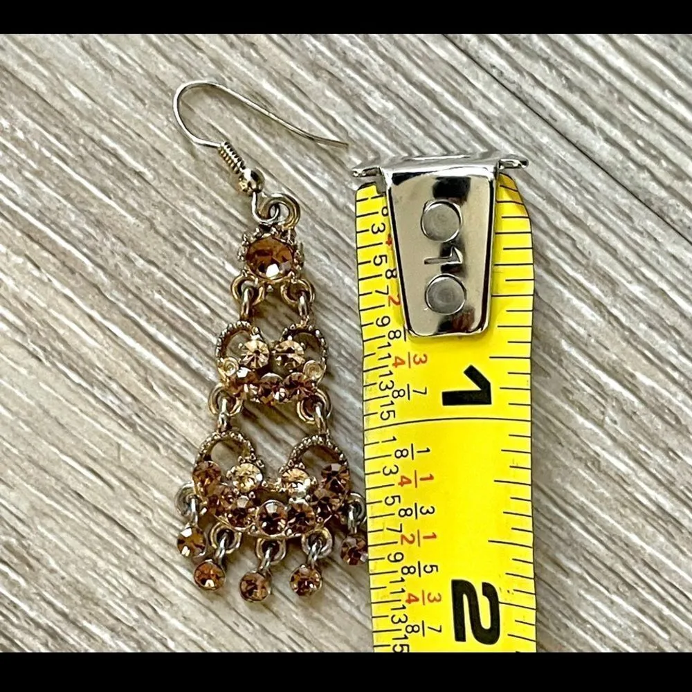 Rhinestone dangle earrings - Image 4