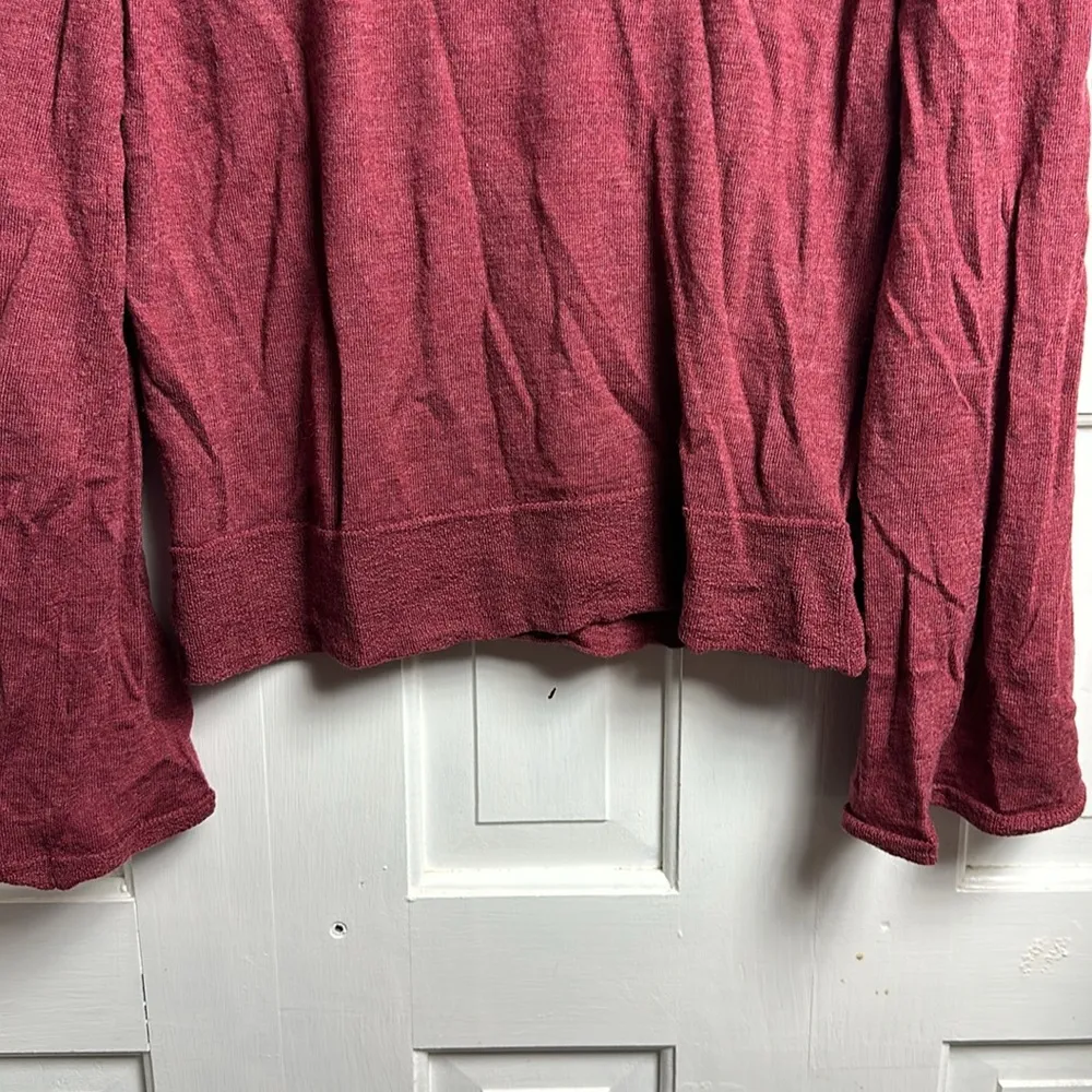 Nanette Lepore Size Large Maroon 100% Extra Fine Merino Wool Tie Back Sweater - Image 4