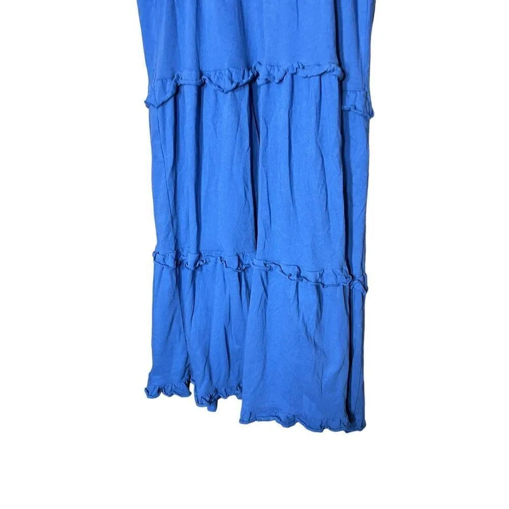 J.Crew Tiered Knit Keyhole Maxi Dress‎ Blue Sleeveless Ruffle Women’s Size XXS - Image 7