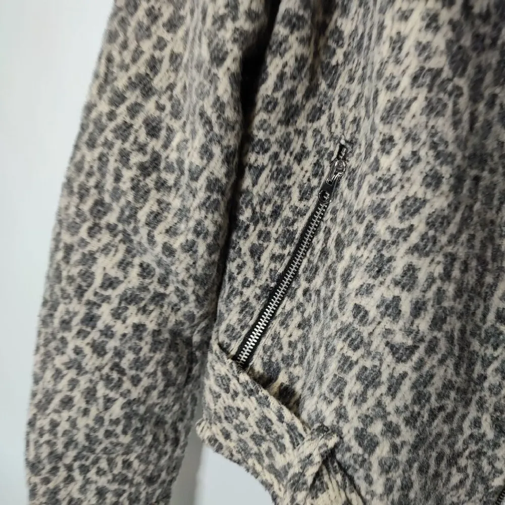 ZARA ANIMAL PRINT BIKER JACKET size S wool blend - Image 12