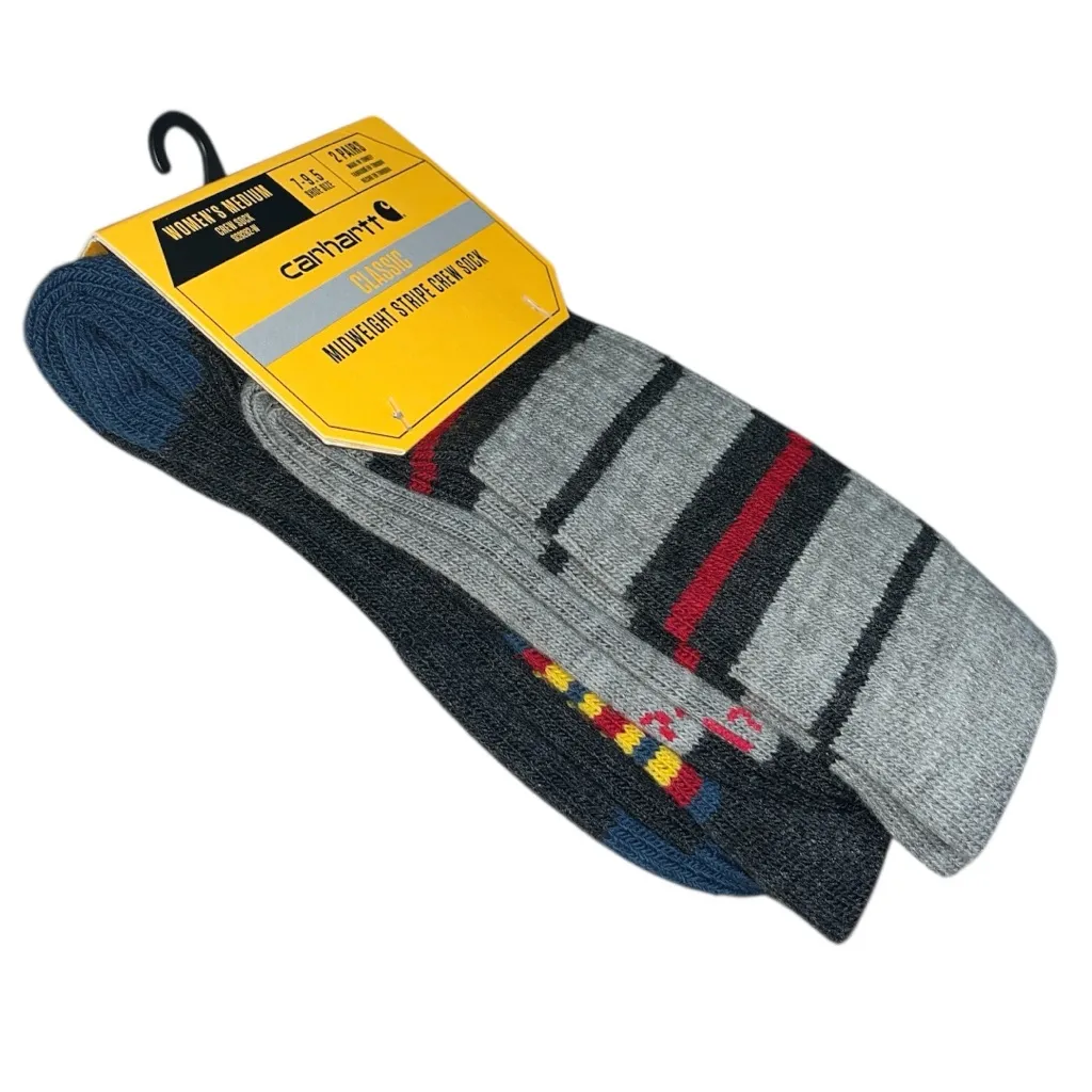 Carhartt Classic Midweight Stripe Crew Socks Women’s Size 7-9.5 2 Pairs - Image 4