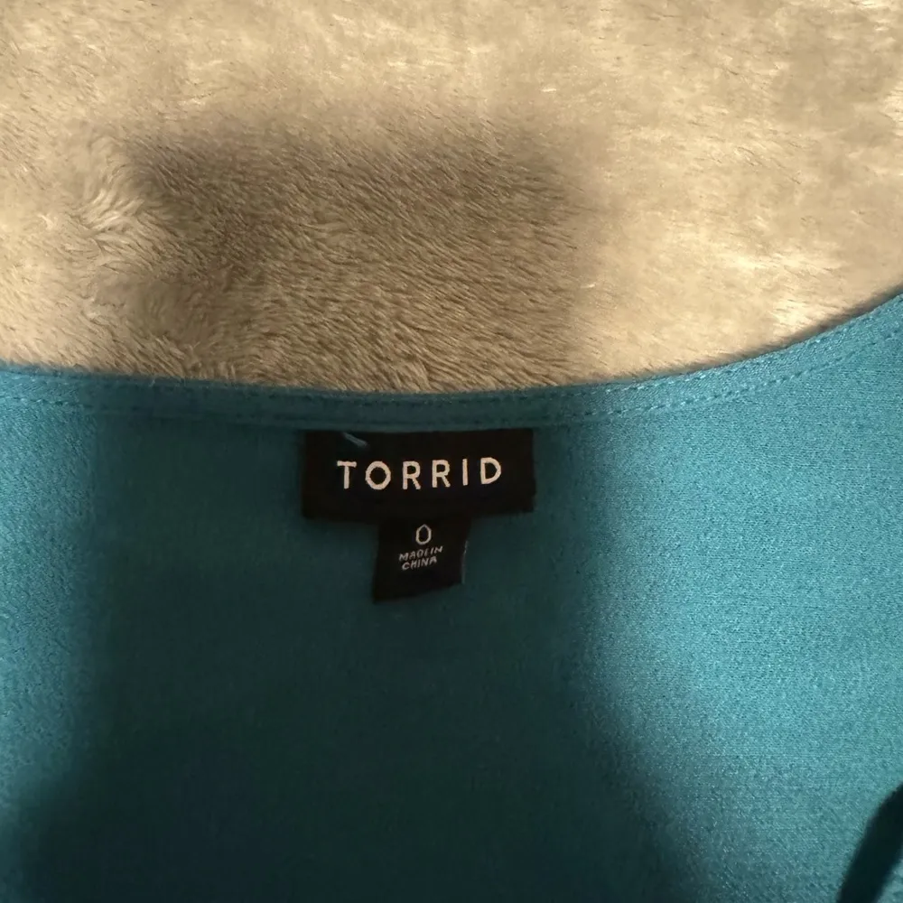 Torrid Teal Bell Sleeve Blouse - Image 3