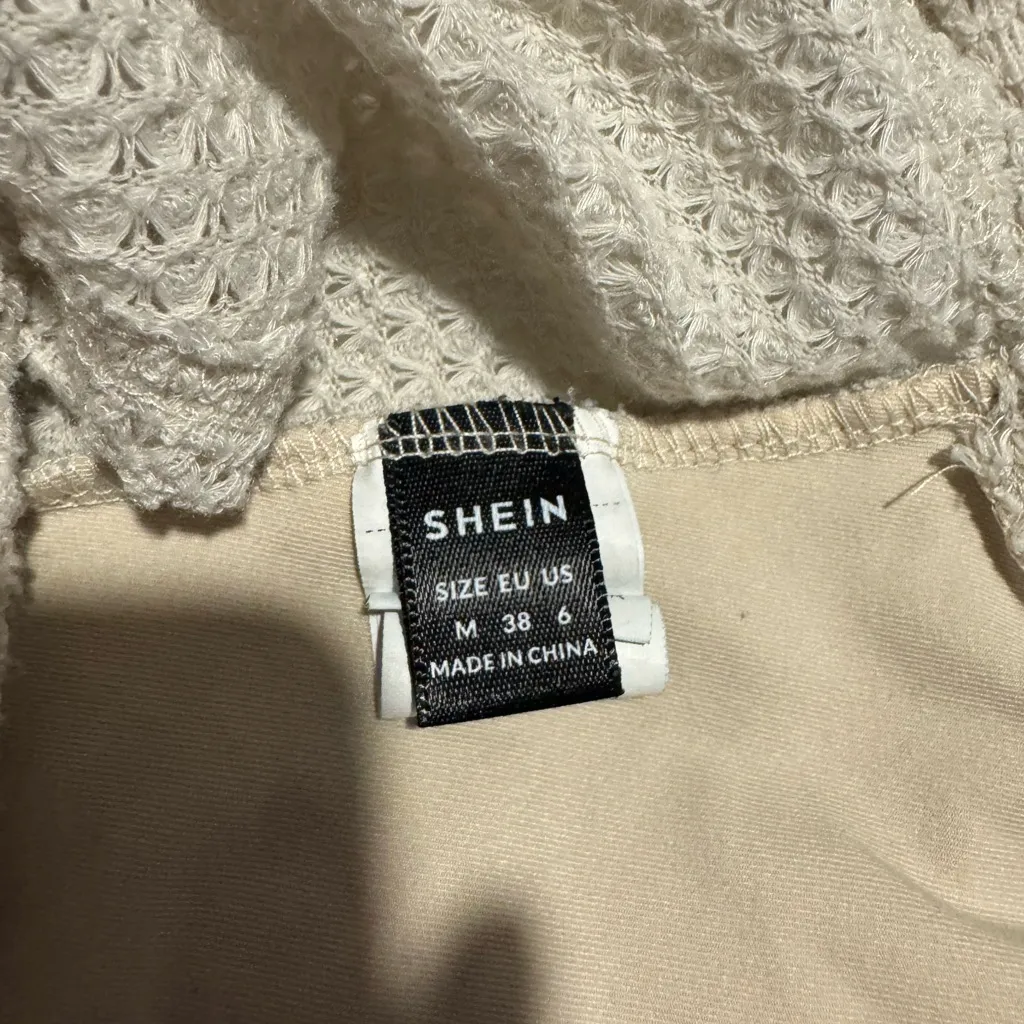 SHEIN Cream Waffle Knit Crop Top - Image 3