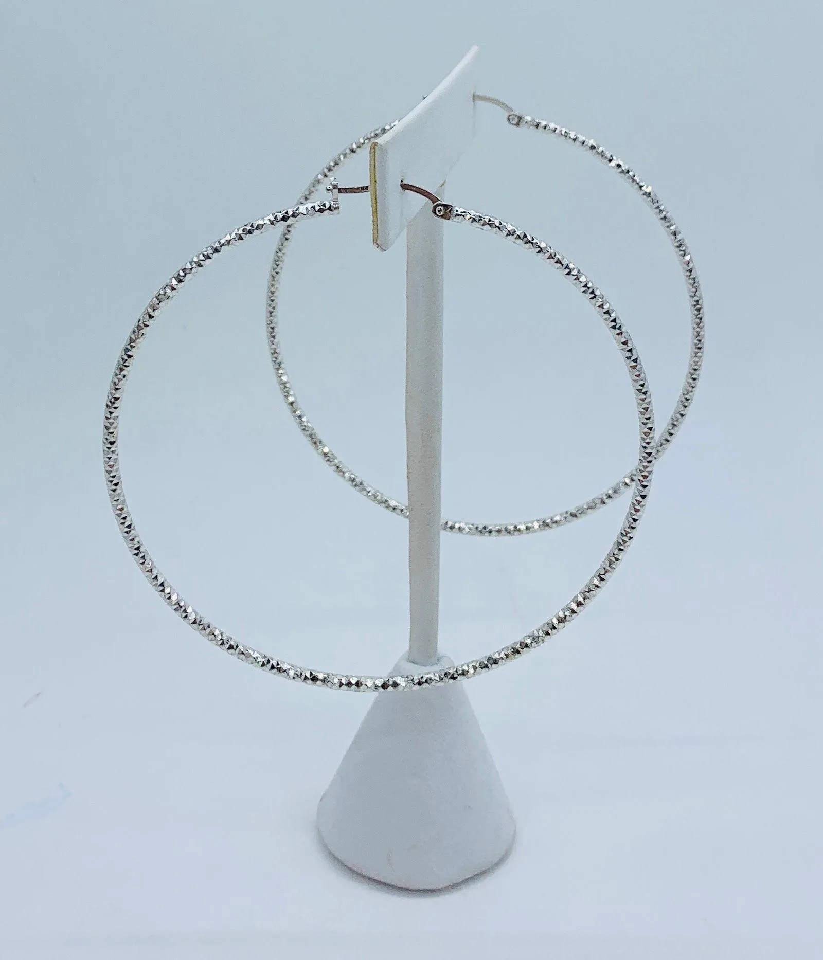 925 Sterling Silver Hoop Earrings Diamond - Image 3