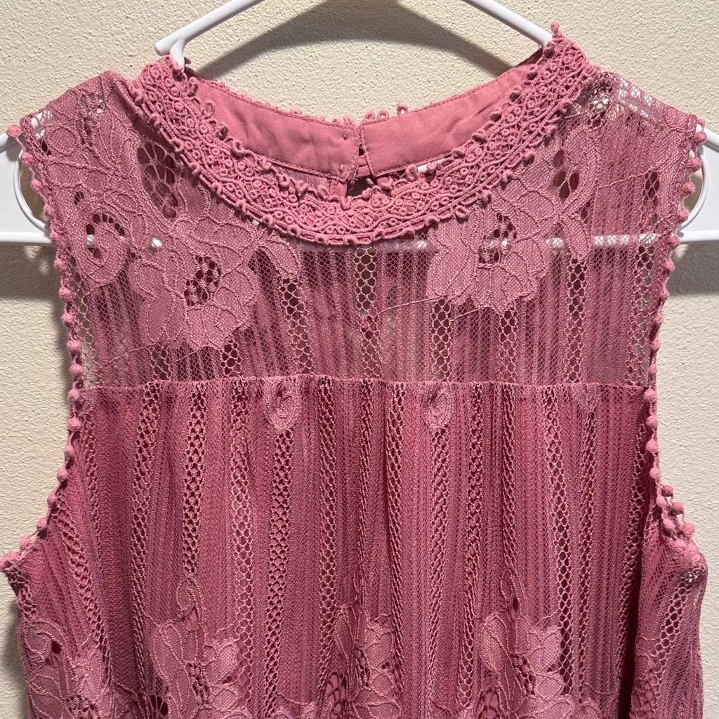 Xhilaration Sleeveless Lace Top - Mauve - Image 3