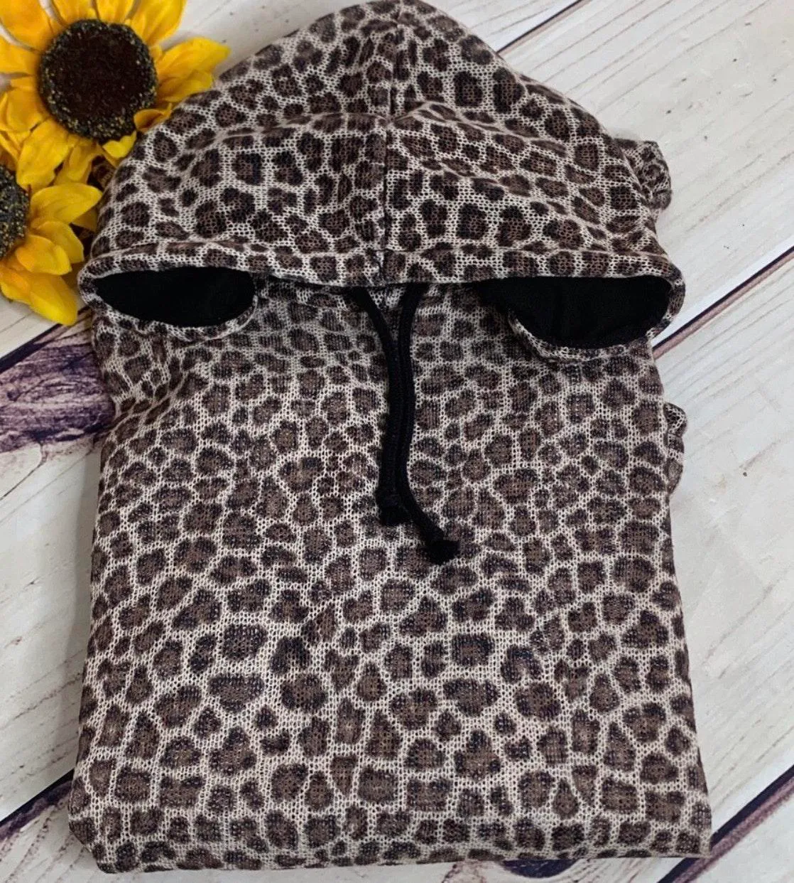 H&M Sheer Leopard Print Cropped Hoodie - Image 5