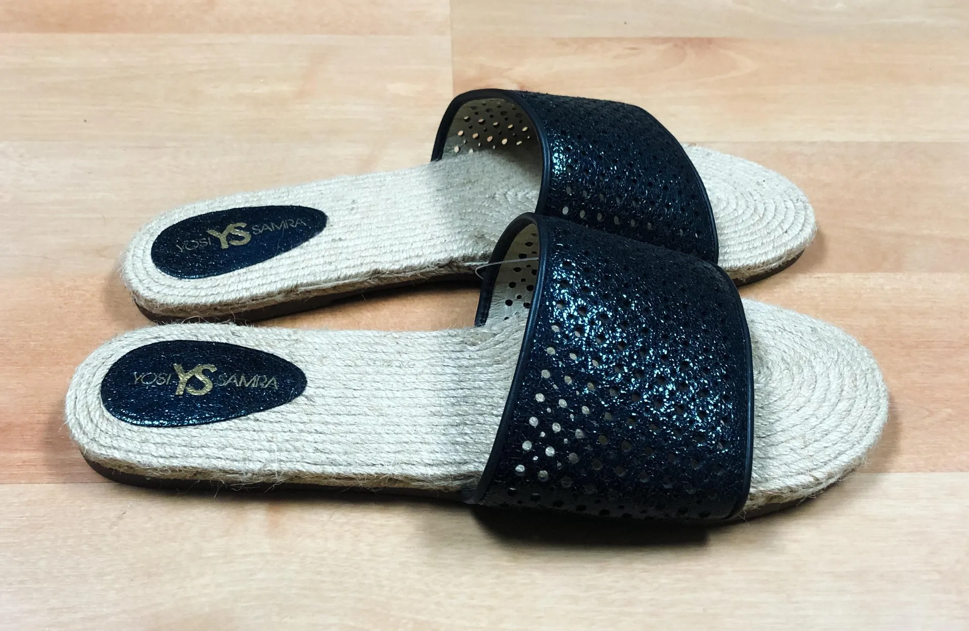 Yosi Samra Reese Espadrille Slides Sandals Black Size 10 - Image 3